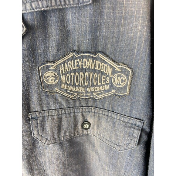 Harley-Davidson Mens Button Up Shirt Blue Size XL Short Sleeve Collared - Picture 3 of 7